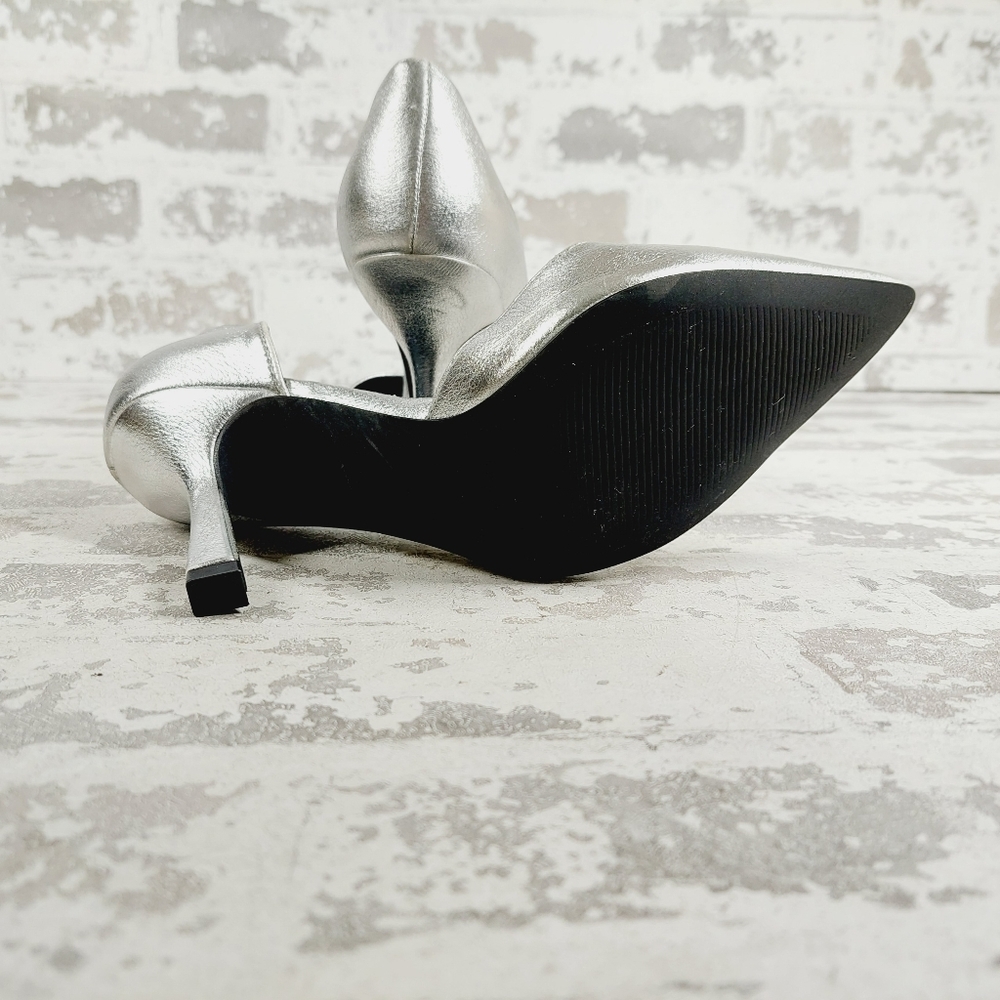 NEW Abound Iris D'orsay Silver Faux Leather Pointy Toe Pumps P208 - Picture 8 of 15